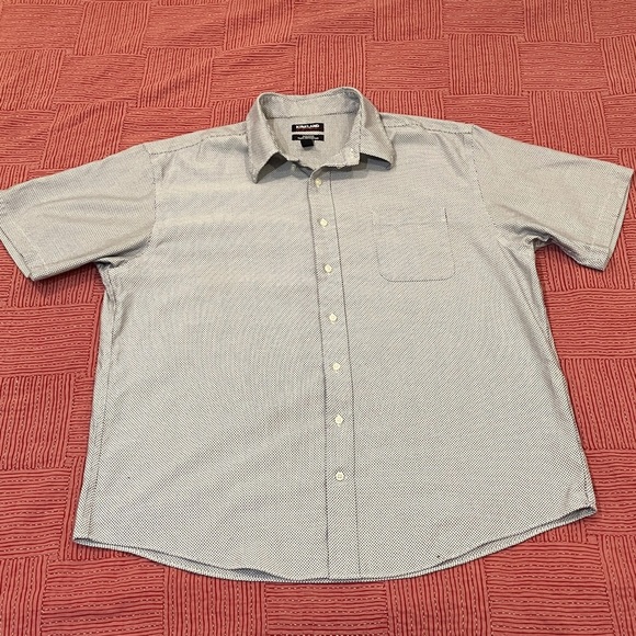 Kirkland Signature men’s XXL Non-Iron short sleeve Shirt - Black / White pattern - Picture 1 of 12